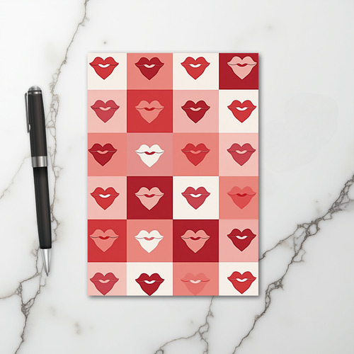 Valentines Red Lips Kiss Card