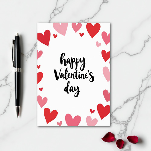 Valentines Red Pink Hearts Matte Card