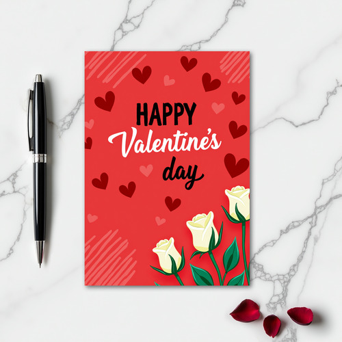 Valentines Roses Hearts Card