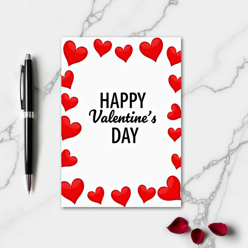 Valentines Shiny Red Heart Card