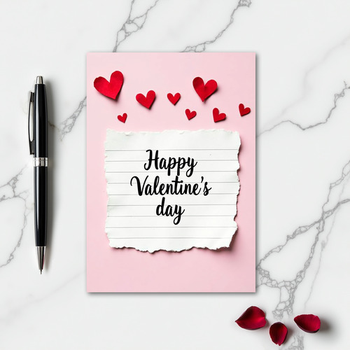 Valentines Torn Lined Hearts Card