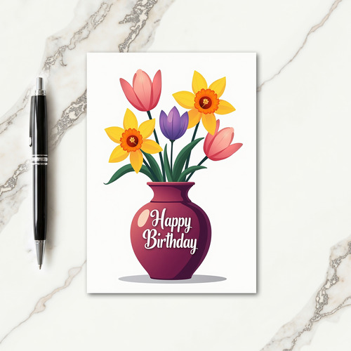 Vase Bloom Birthday Card