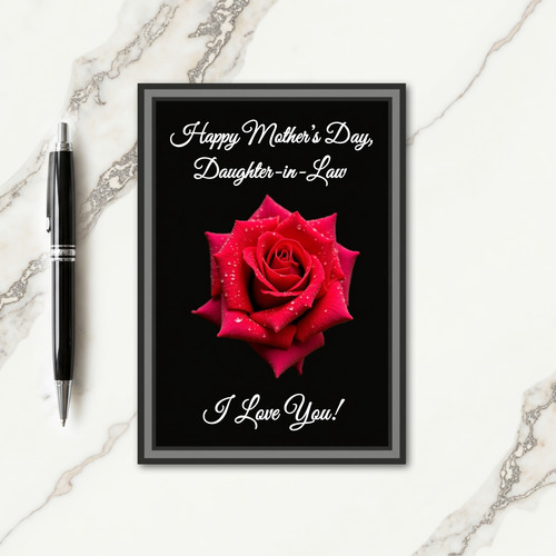 Velvet Black Rose Mothers Card