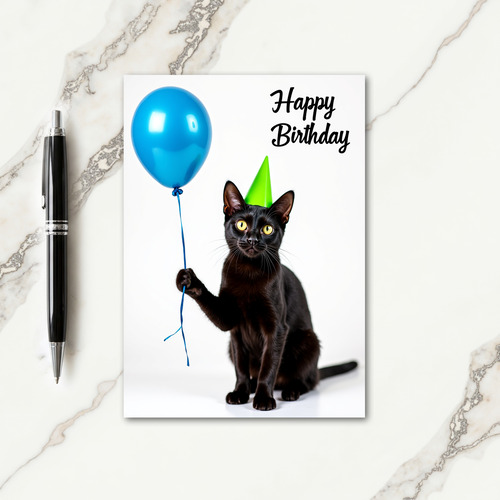 Velvet Cat Party Hat Card