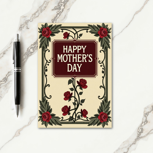 Velvet Crimson Roses Card