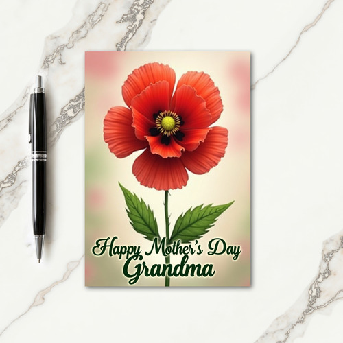 Velvet Red Floral Mothers Day Card