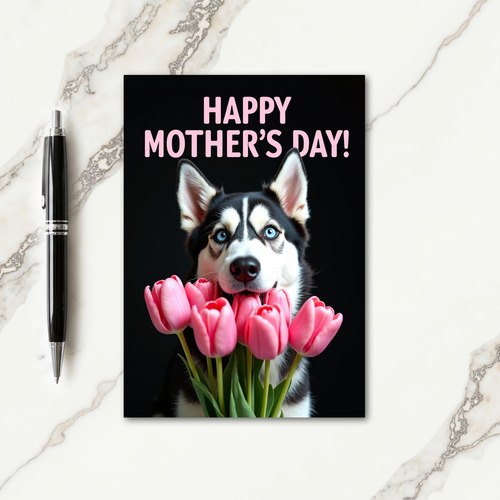 Velvet Tulip Dog Mothers Day Card