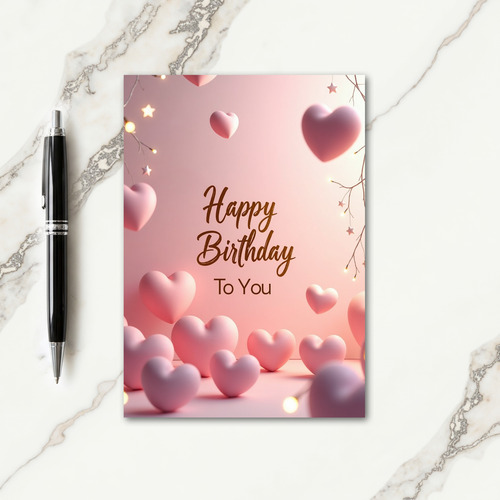 Velvety Hearts Birthday Card