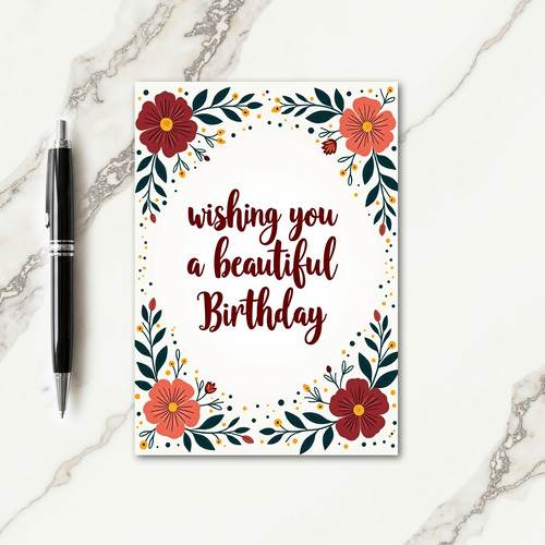 Verdant Floral Birthday Card