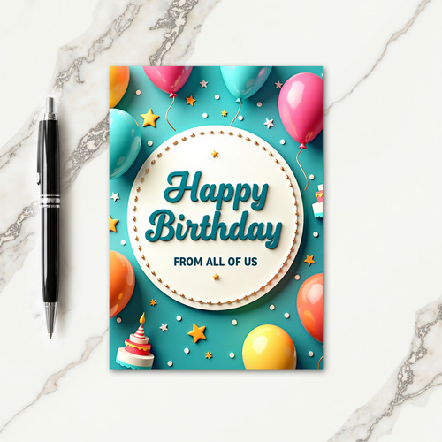 Vibrant Aquamarine Birthday Card
