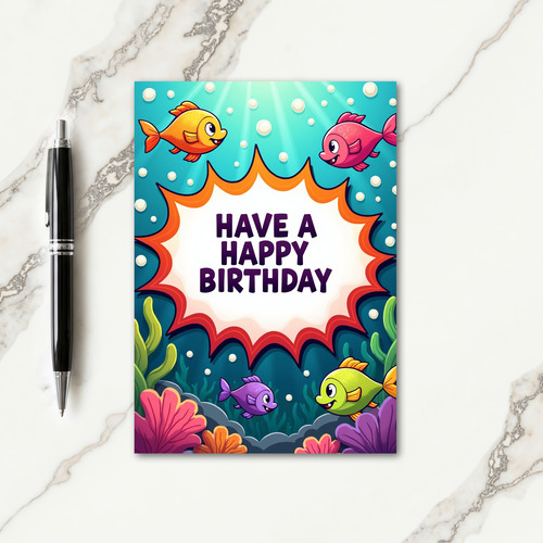 Vibrant Aquatic Birthday Card