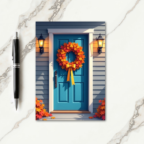 Vibrant Autumn Door Welcome Card