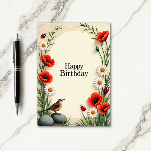 Vibrant Beetle Birthday Card