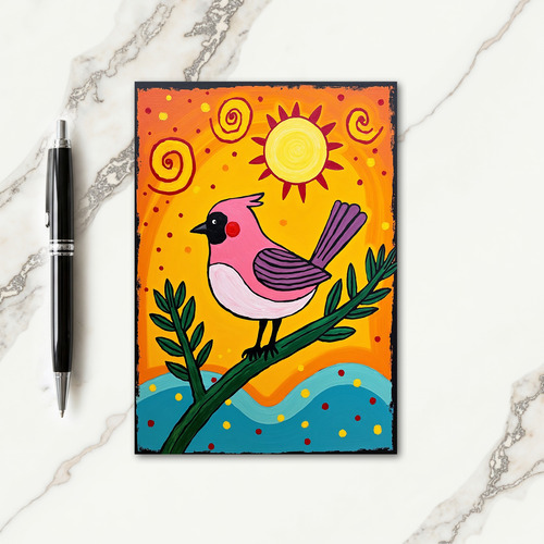 Vibrant Bird Art Birthday Card