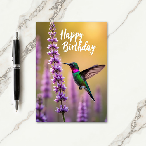 Vibrant Bird Floral Birthday Card