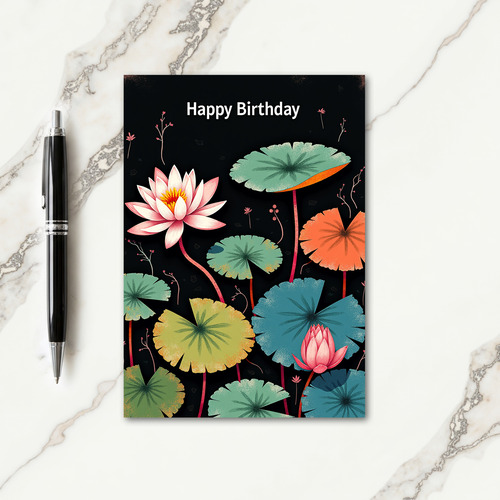 Vibrant Birthday Aquatic Flora Card