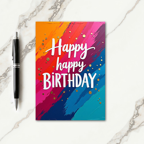Vibrant Birthday Brushstrokes Card