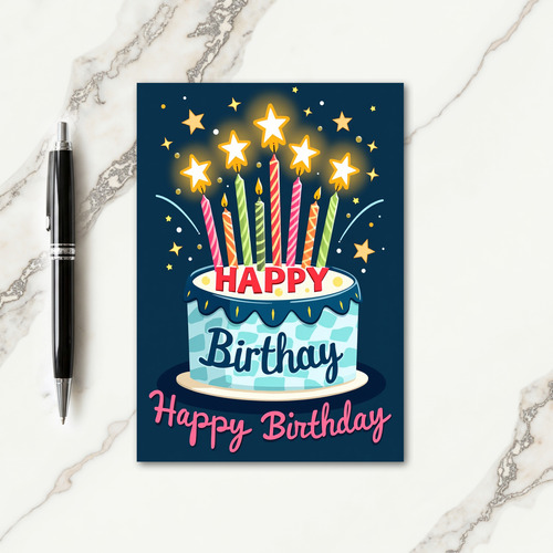 Vibrant Birthday Cake Card