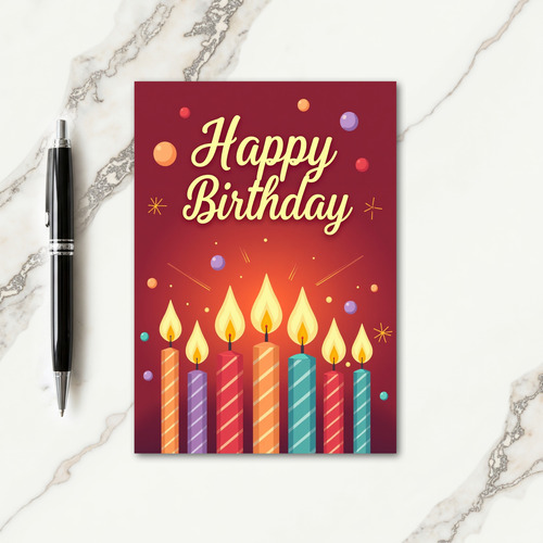 Vibrant Birthday Candle Art Card