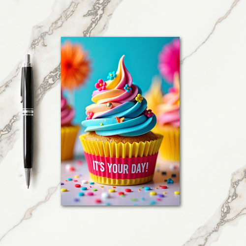 Vibrant Birthday Cupcake Card