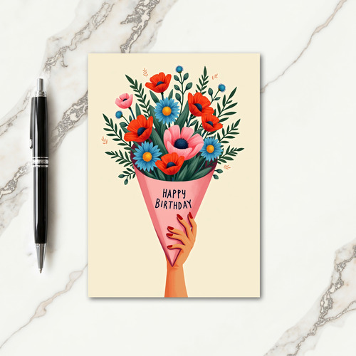 Vibrant Birthday Floral Bouquet Card