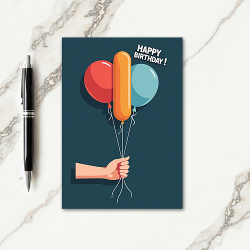 Vibrant Birthday Hand Balloons Card