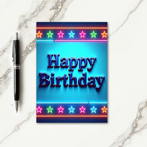 Vibrant Birthday Neon Star Card