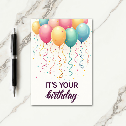Vibrant Birthday Party Balloons Card