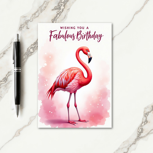 Vibrant Birthday Pink Bird Card