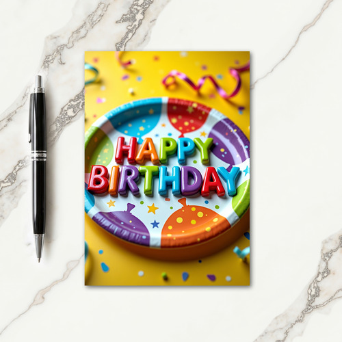 Vibrant Birthday Plate Card