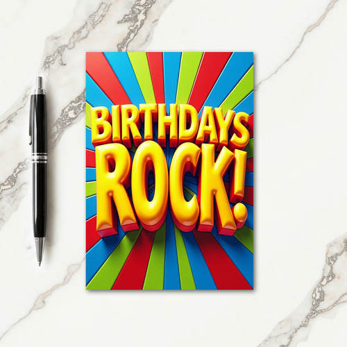 Vibrant Birthday Rock Text Card