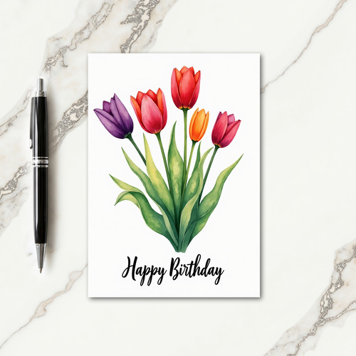 Vibrant Birthday Watercolor Floral Card