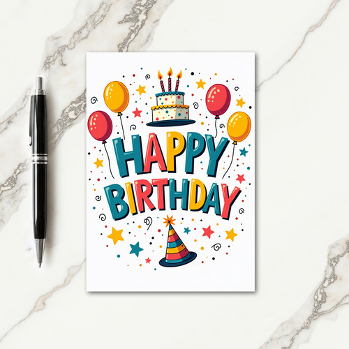 Vibrant Block Letter Birthday Card