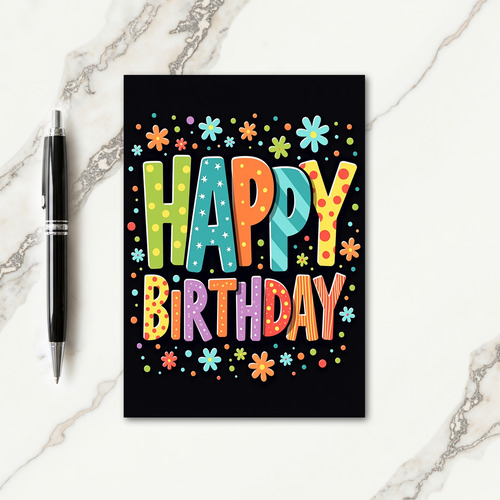 Vibrant Block Letters Birthday Card