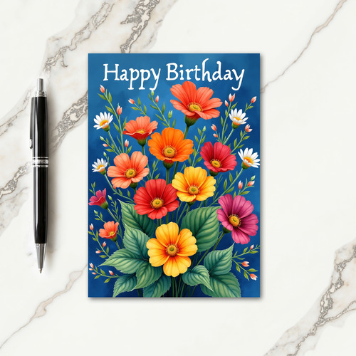 Vibrant Blue Blooms Card