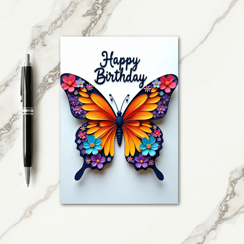 Vibrant Butterfly Birthday Card