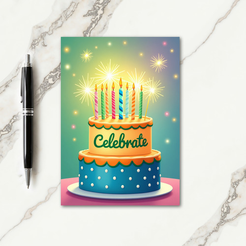 Vibrant Cake Art Birthday Card