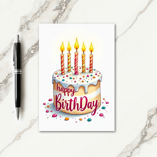 Vibrant Cake Illustration Card