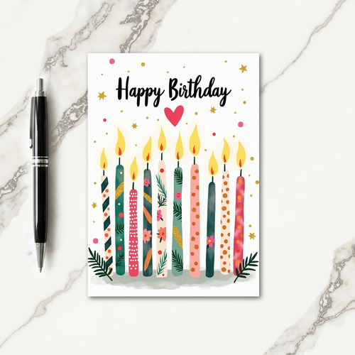 Vibrant Candles Birthday Card