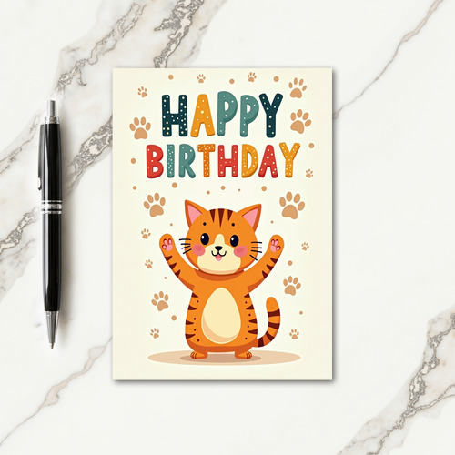 Vibrant Cat Birthday Card