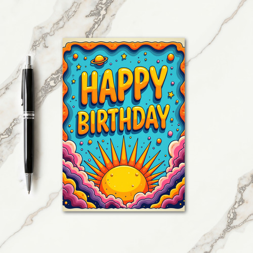 Vibrant Cosmic Birthday Card