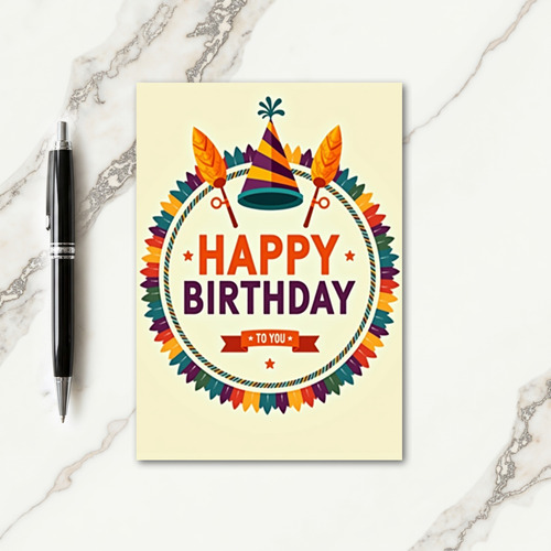 Vibrant Emblem Birthday Card
