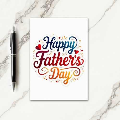 Vibrant Fathers Day Hearts Card