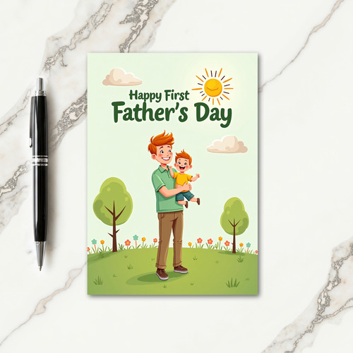 Vibrant Fathers Day Scene Card