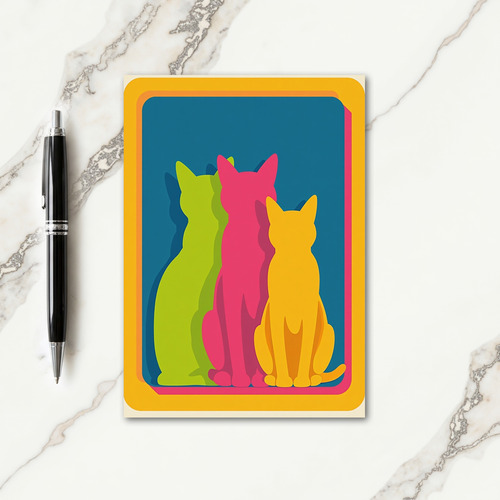 Vibrant Feline Birthday Card