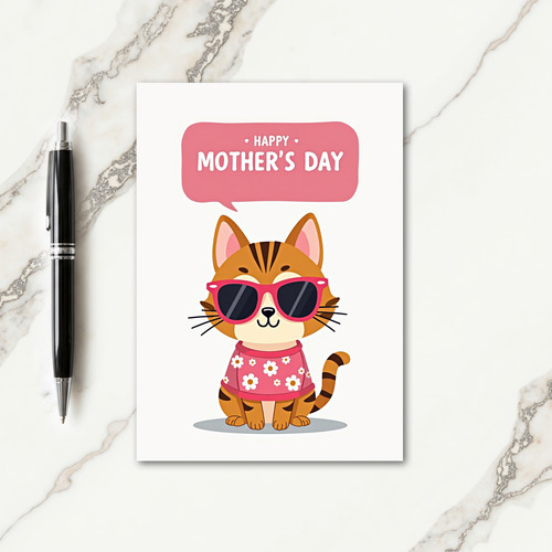 Vibrant Feline Mothers Day Card