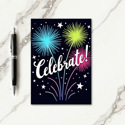 Vibrant Fireworks Birthday Card