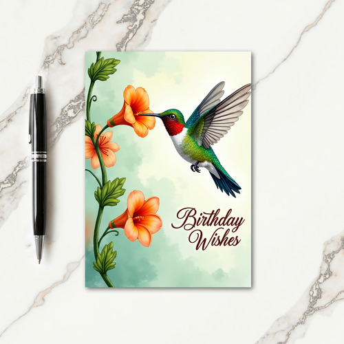 Vibrant Floral Bird Card