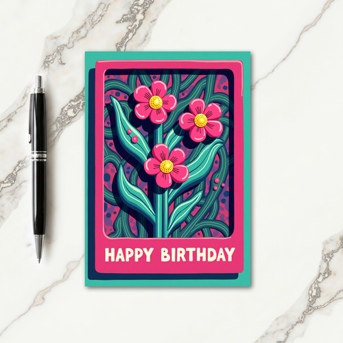 Vibrant Floral Pop Art Card