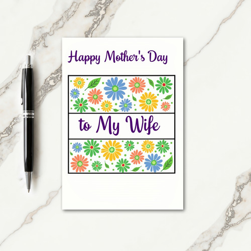 Vibrant Floral Wife Card